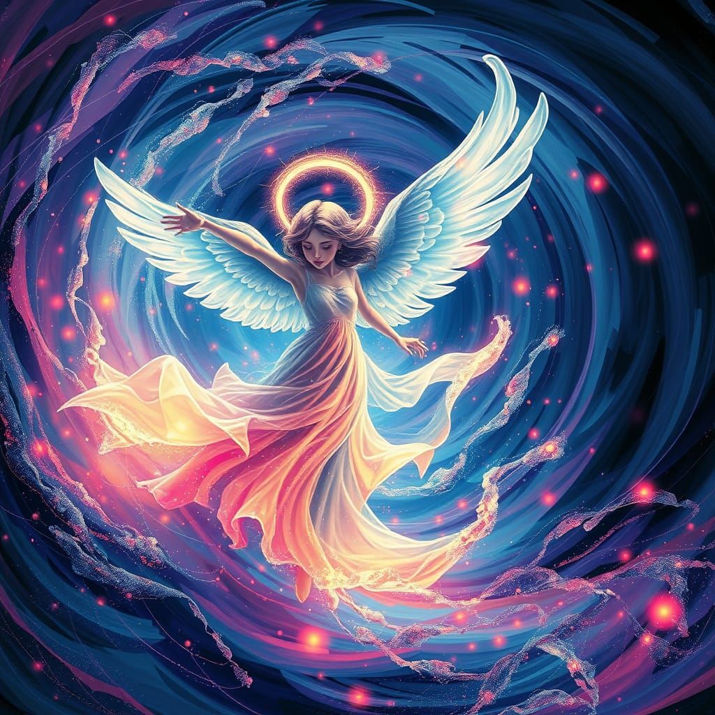 Angel Dances in Enchanted Water Vortex, Whispers of Mystical...