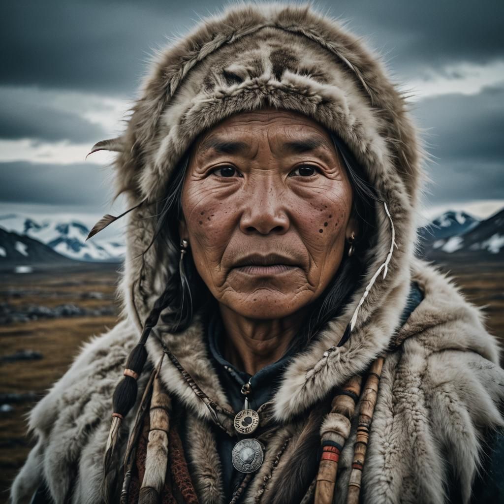 Arctic Indigenous Woman Portrait: Cinematic Film Still