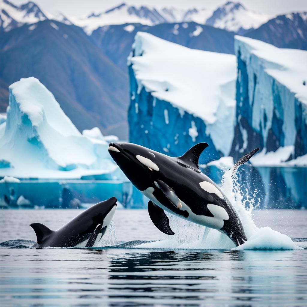Killer Whale Hunting Seal in Arctic Waters