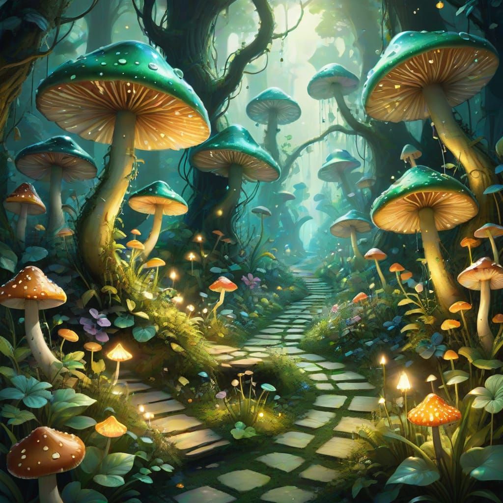 Enchanting Garden Concept Art with Impossible Flora