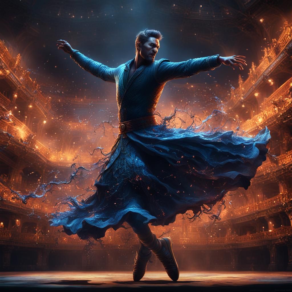 Micro Art: Man Dancing on a Match, Detailed Painting