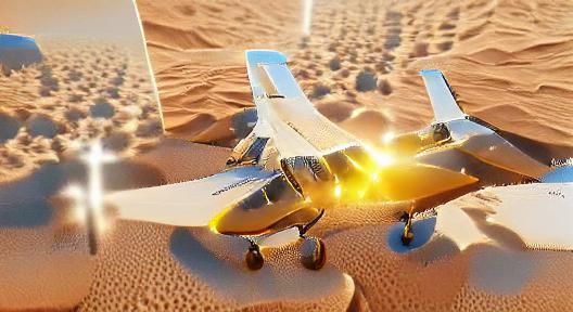 Plane Landing in Desert, 3D Render