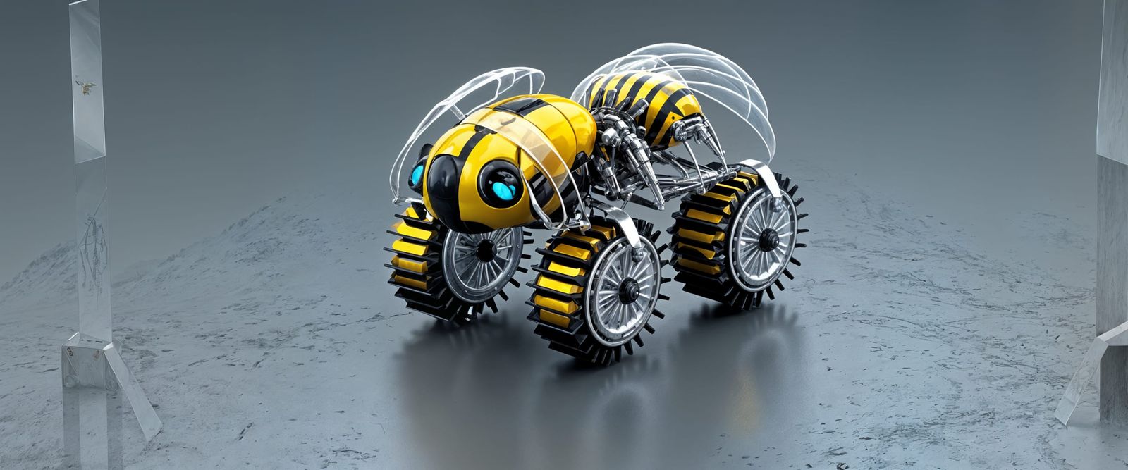 Futuristic Robotic Bee with Wheels