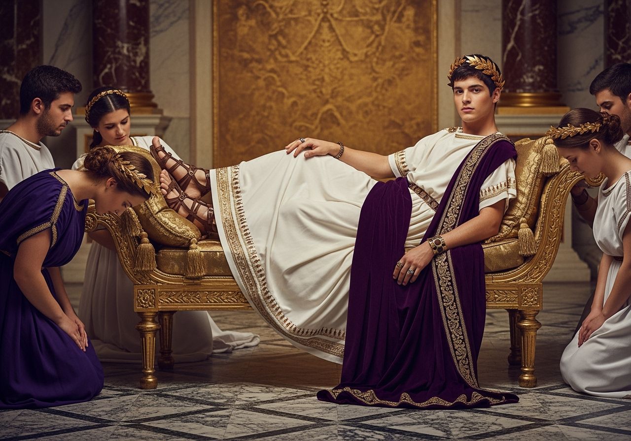 Young Emperor Lounging in Royal Palace, Photorealistic Style