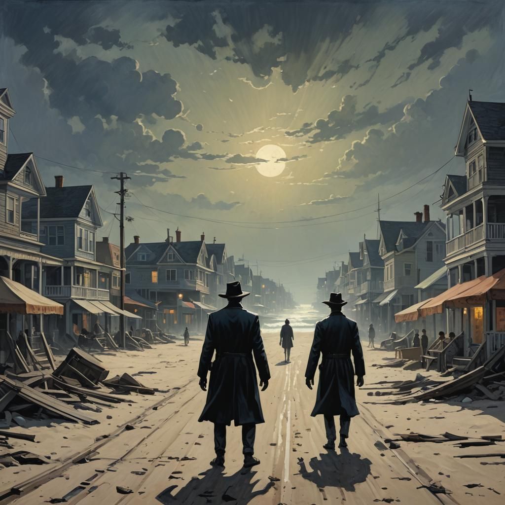 Beach Town Under Shadow, Digital Painting