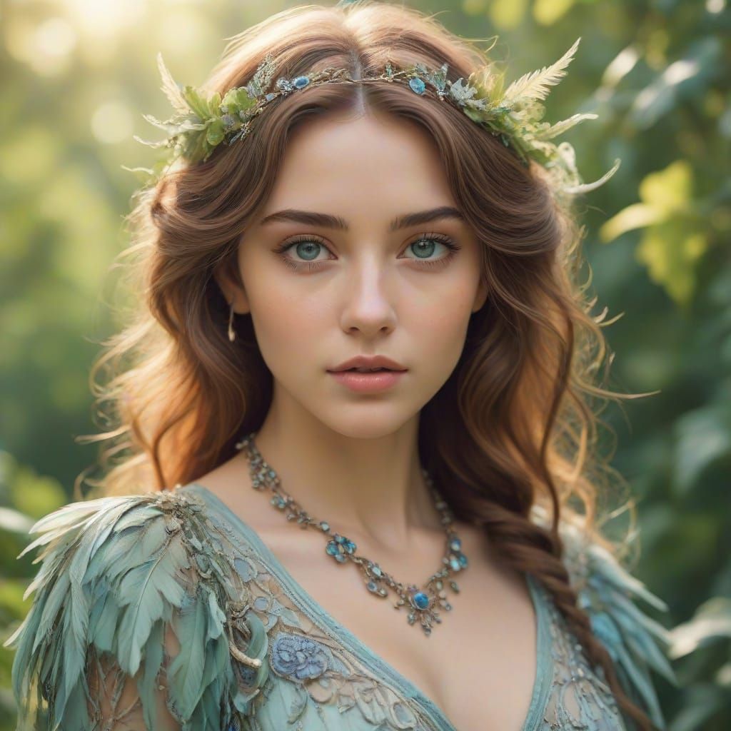 Ethereal Fantasy Woman in Whimsical Nature Scene