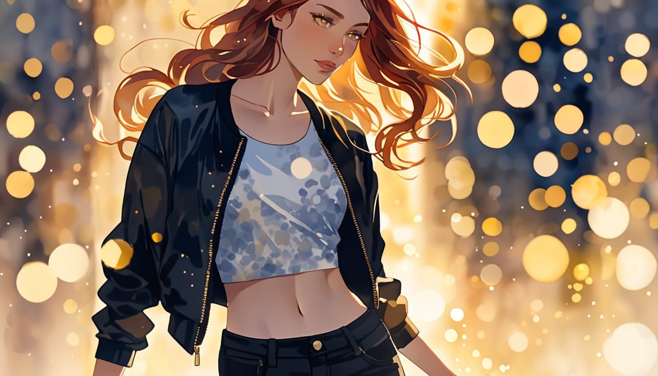 Pin-up Glamour Portrait of Auburn Haired Woman in College Ja...