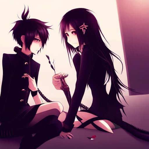 Goth Anime Girls in Japanese Manga Style