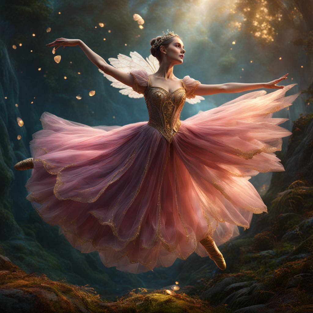 Elderly Ballerina Fairy Princess: Detailed Digital Art