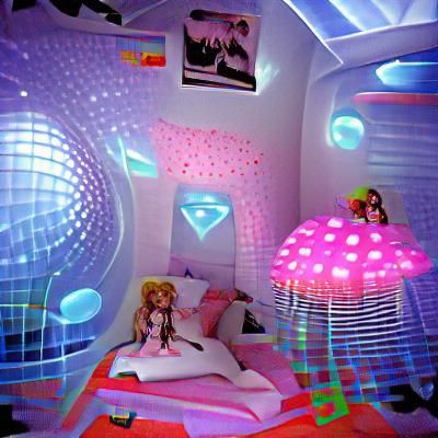 Futuristic Kawaii Girl's Disco Bedroom
