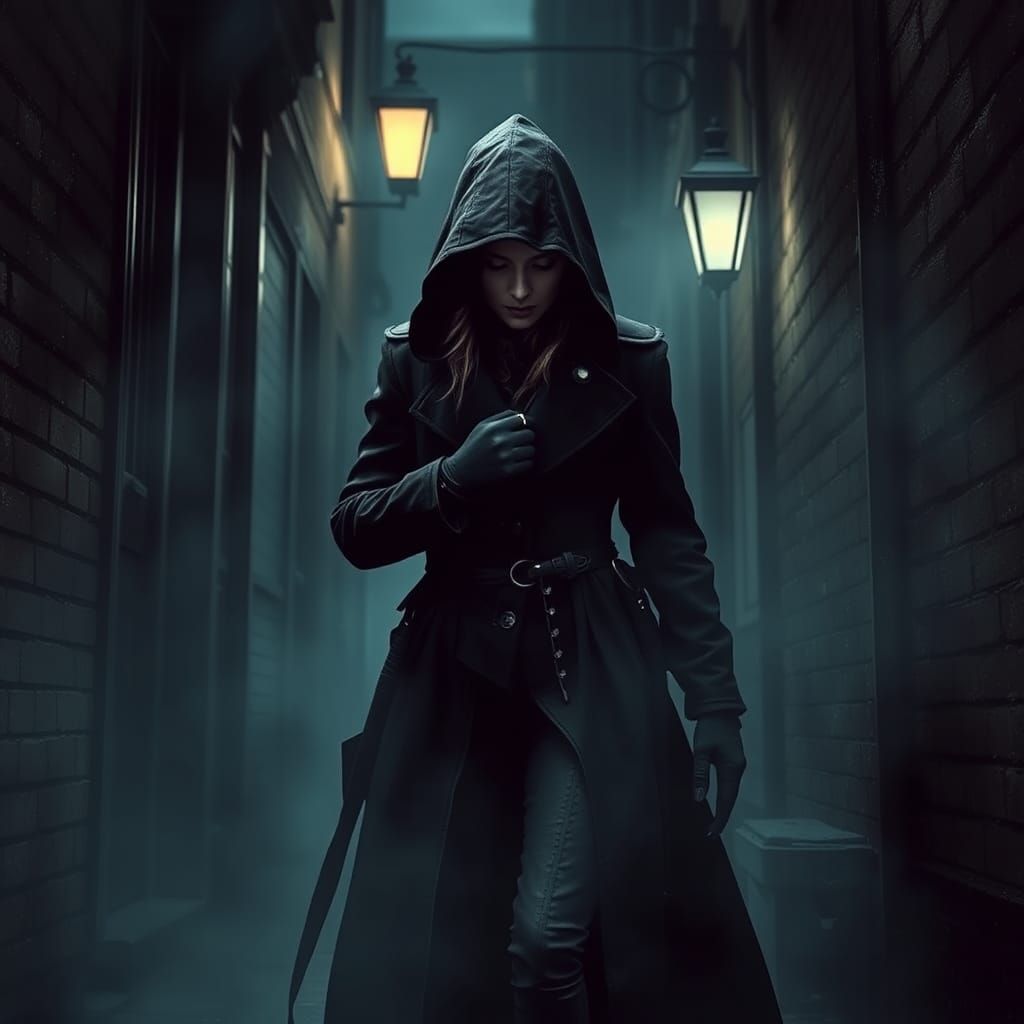 Victorian Assassin in Gaslit London Alley