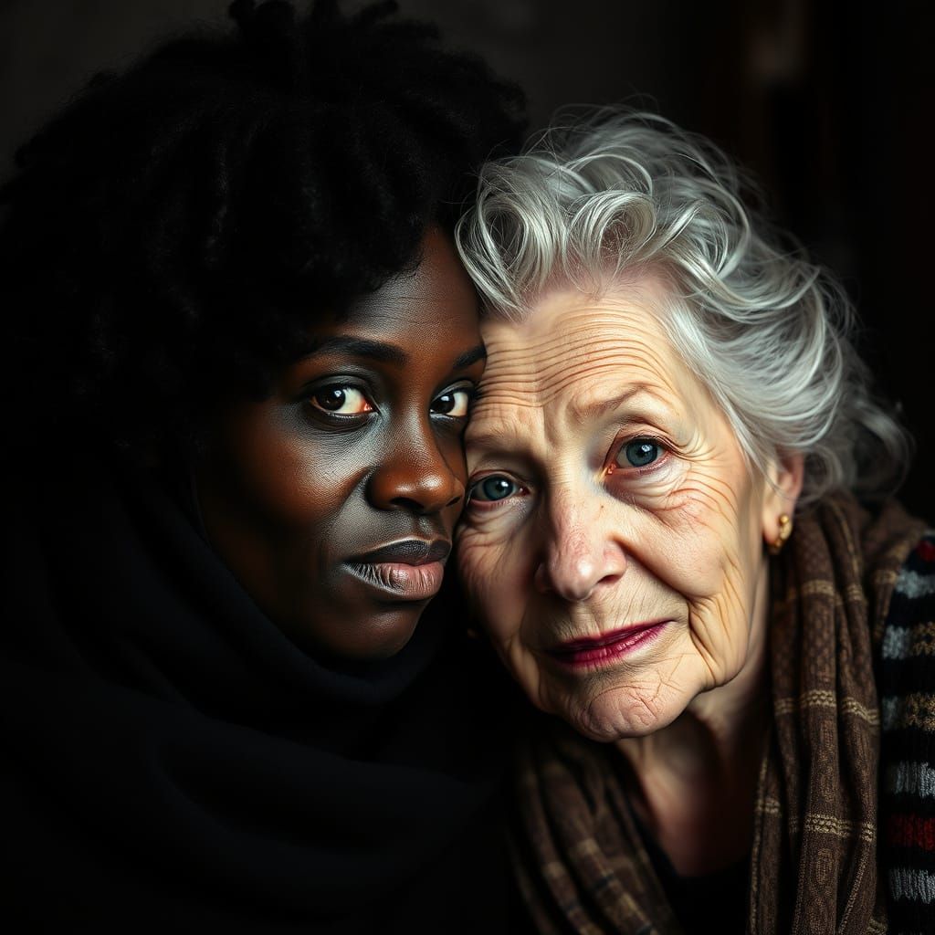 Contrasting Generations: A Black and White Portrait