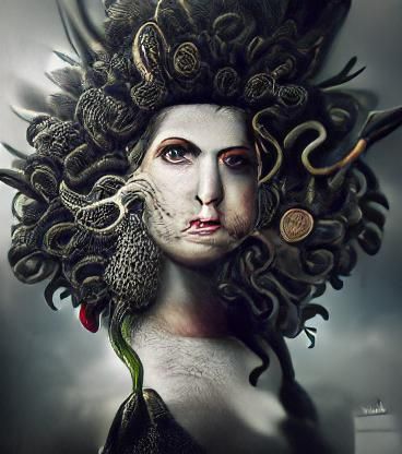 Medusa of Greek Mythology in Dark Fantasy Style