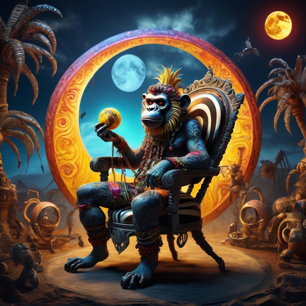 Surrealistic Portrait of a Zombie Monkey Monster Clown