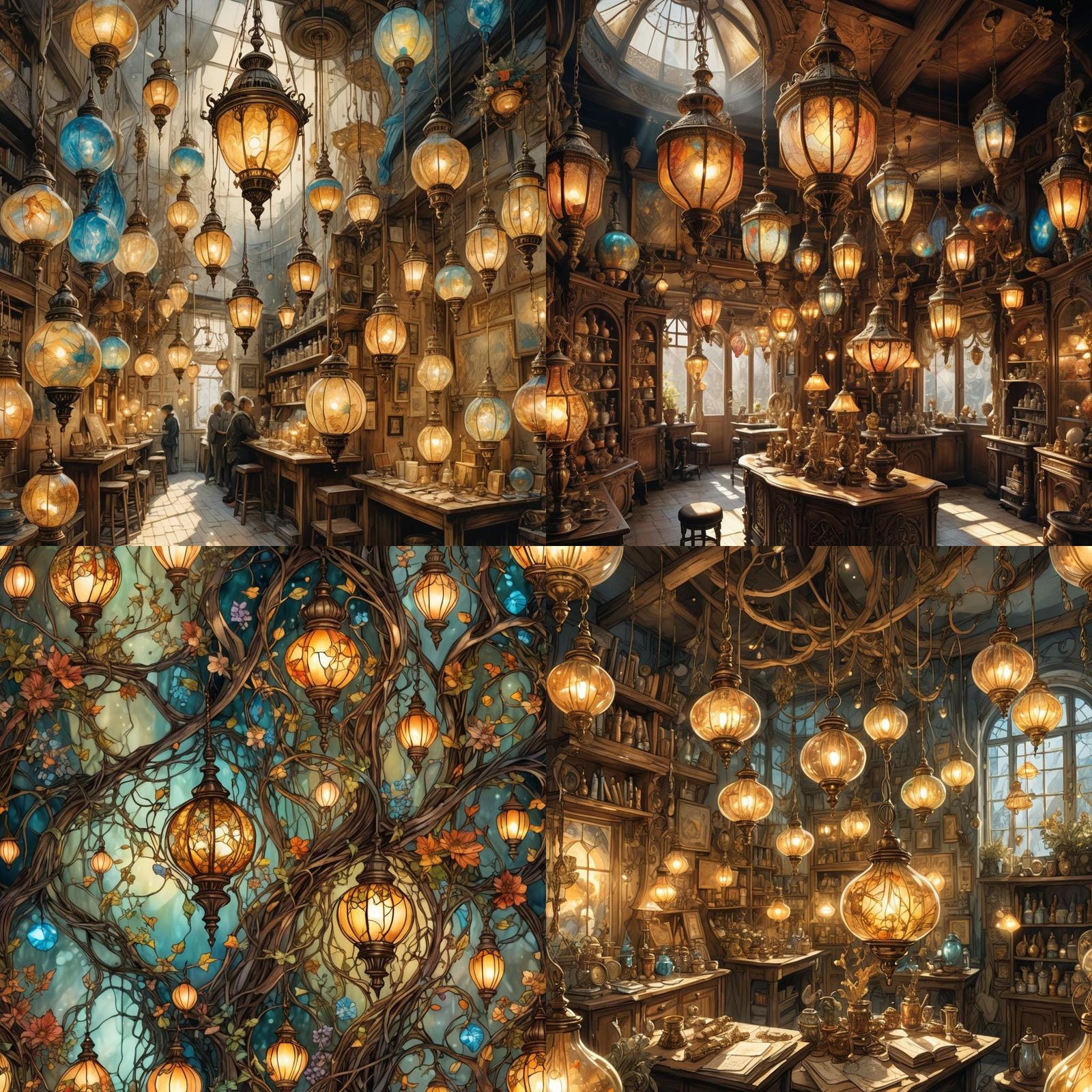 Magical Lamp Shop Inspired by Arthur Rackham