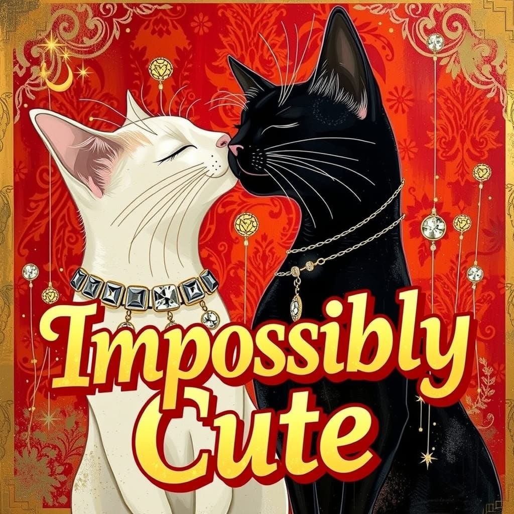 Cats with Diamond Necklace and Gold Chain