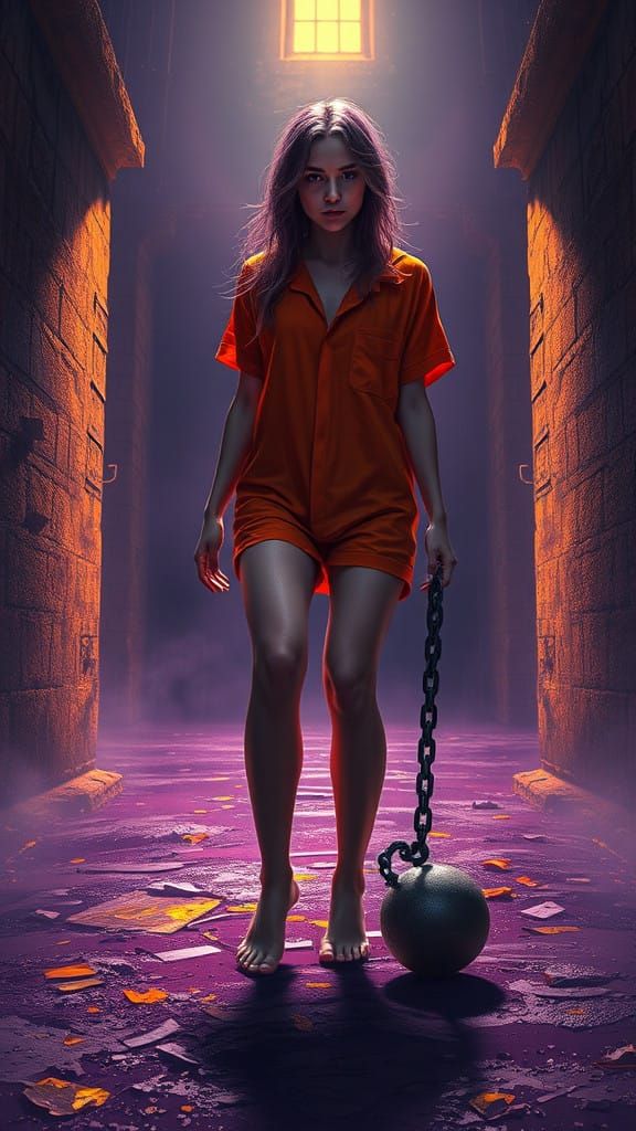 Elegant Female Prisoner in Dark Fantasy Art