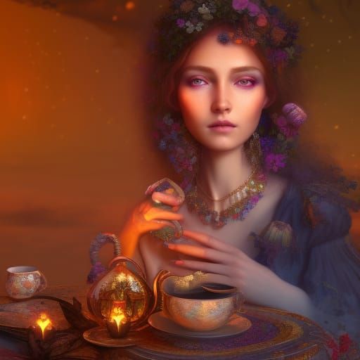 Gypsies' Enchanted Tea Party by Vardo, Hyperdetailed Fantasy...