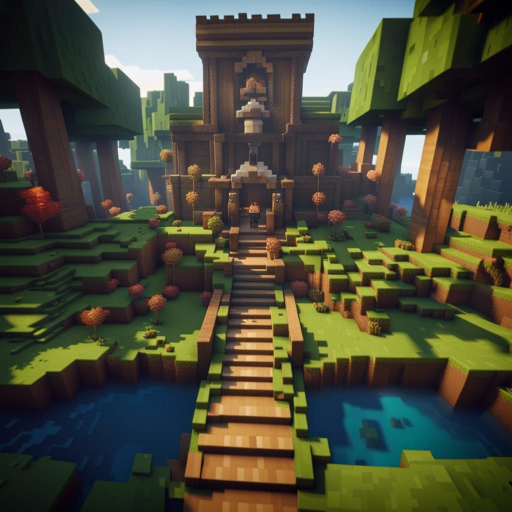 Epic Minecraft Scene in 3D Cinematic Style