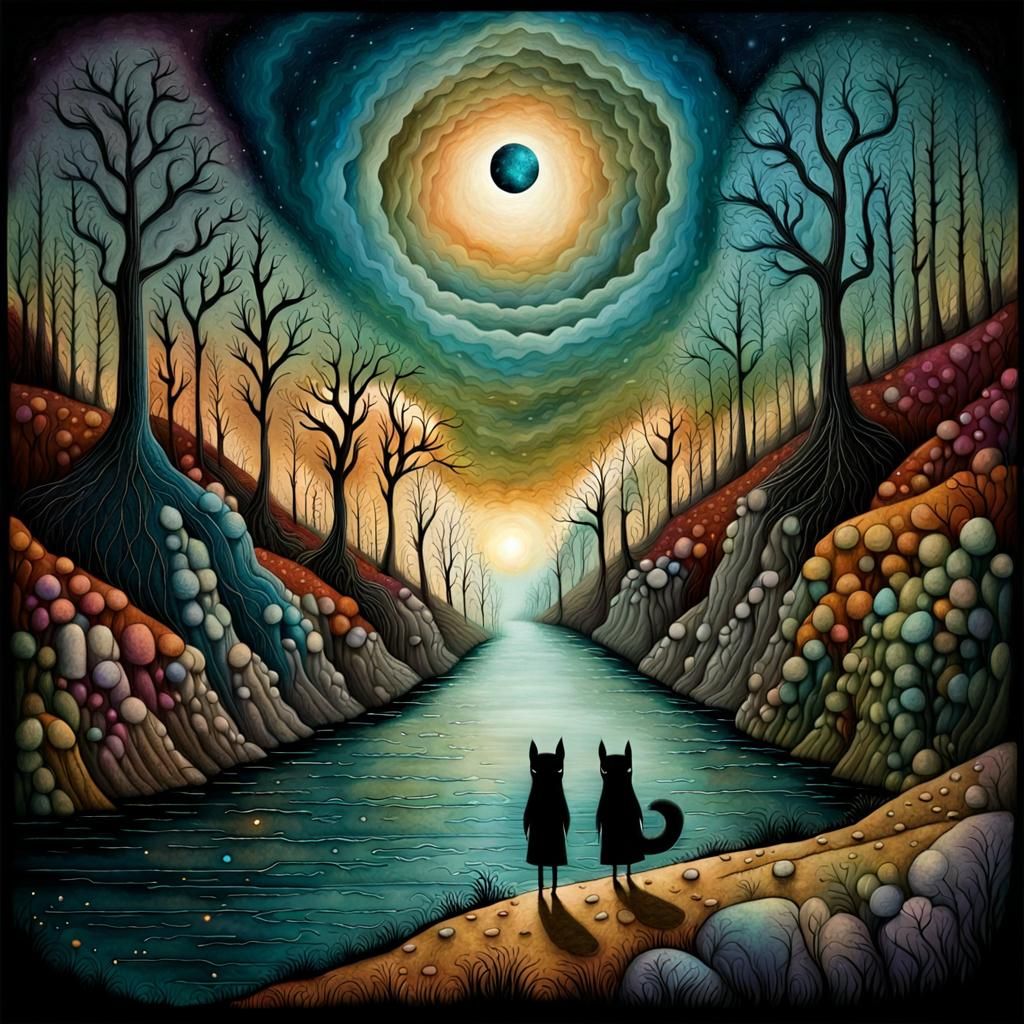 Surreal Landscape Inspired by Folk Art