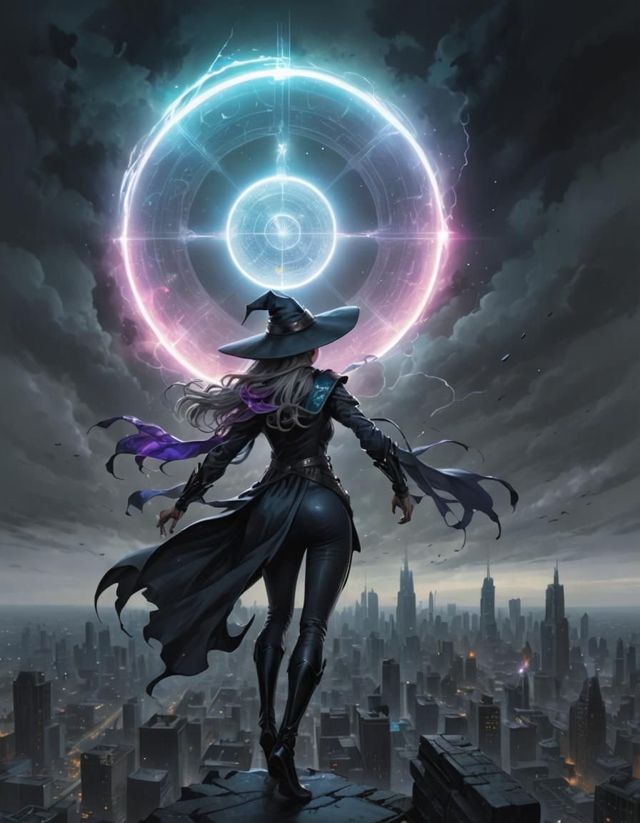 Magic Portal Over Megacity: Comic Book Art