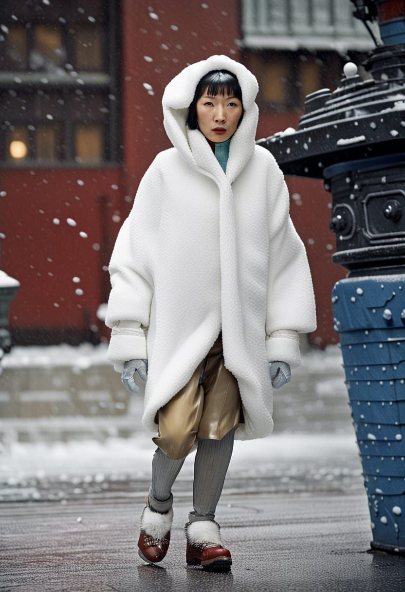 Anna May Wong in Cyberpunk Snowfall Portrait