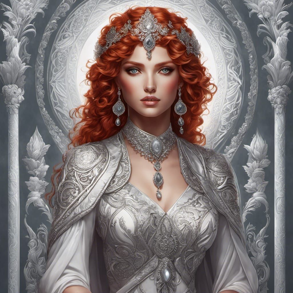 Red-headed Goddess Portrait with Dramatic Lighting