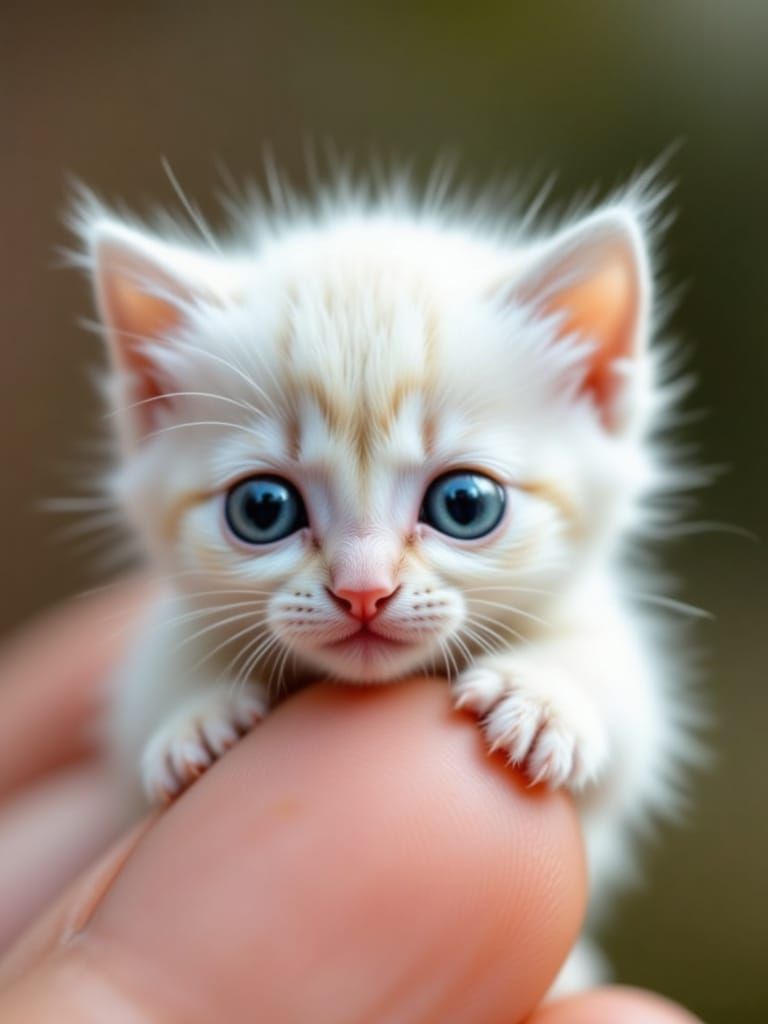 Adorable Miniature Kitten With Big Blue Eyes