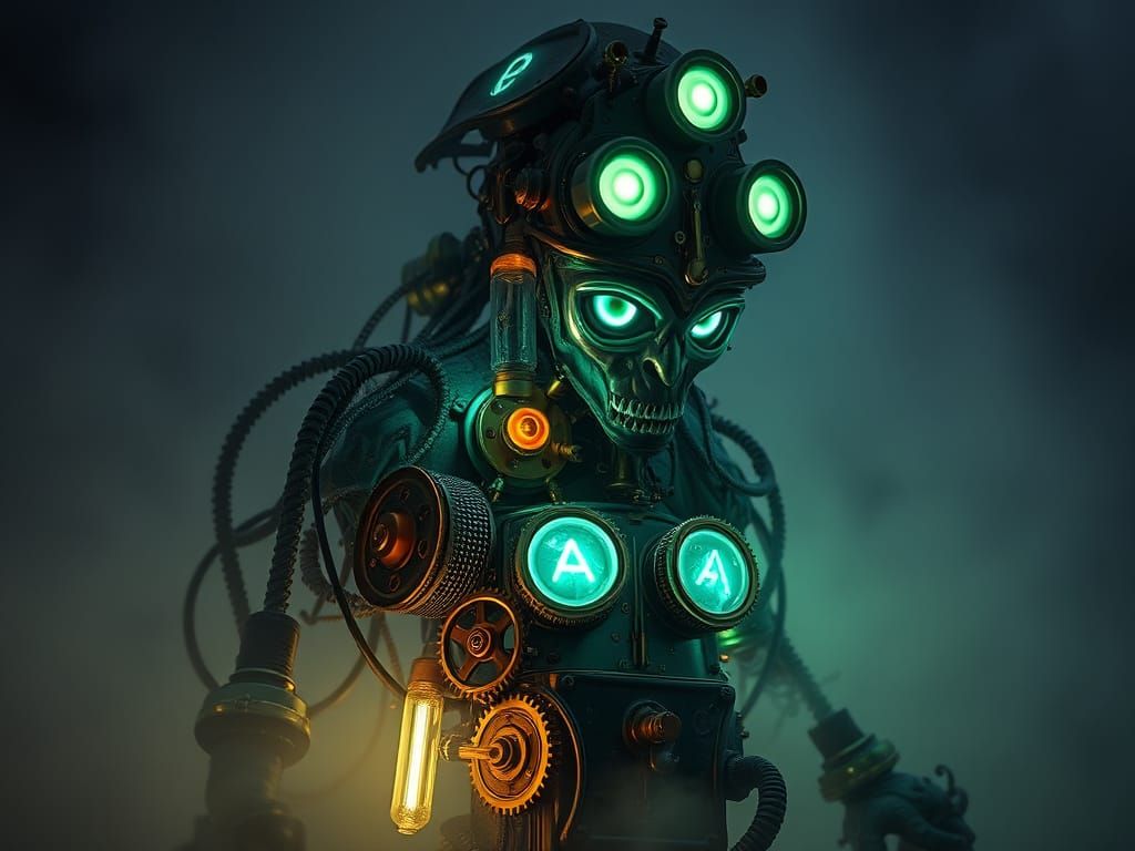 Steampunk Yeti: Bioluminescent Brass Gearwork