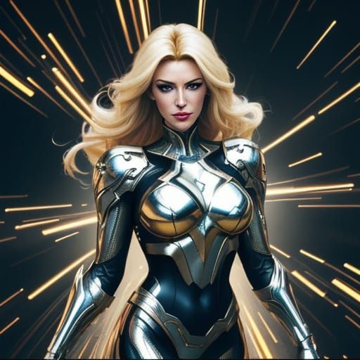 Blonde Pin-Up Woman with Kinetic Energy and Impressionistic ...