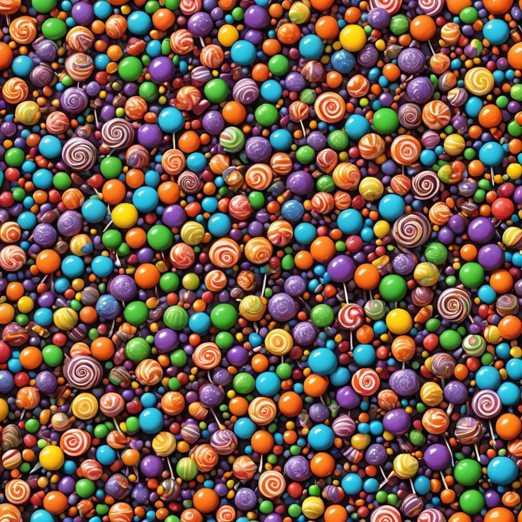 Vibrant Halloween Candy Art in Postmodern Style