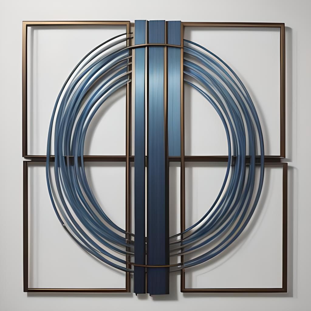 Abstract Wall Sculpture of Metal and Wood