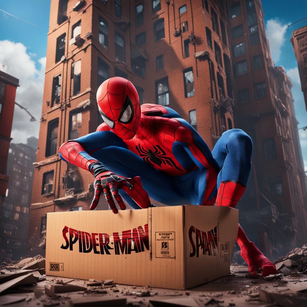 Boy Plays with Spider-Man Toy in Matte Painting