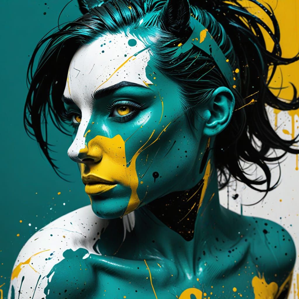 Abstract Horse-Woman Hybrid in Comic Style