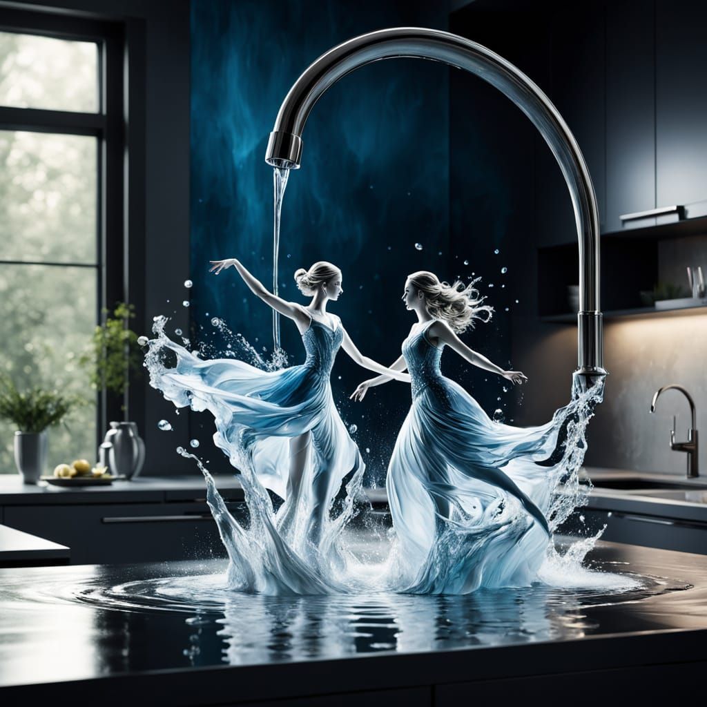 Double Exposure Dance in Shimmering Water