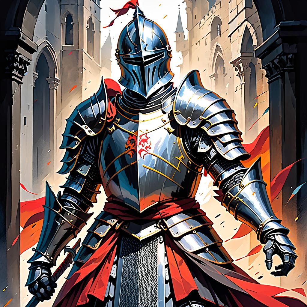 Knight in Mixed Media Art Masterpiece
