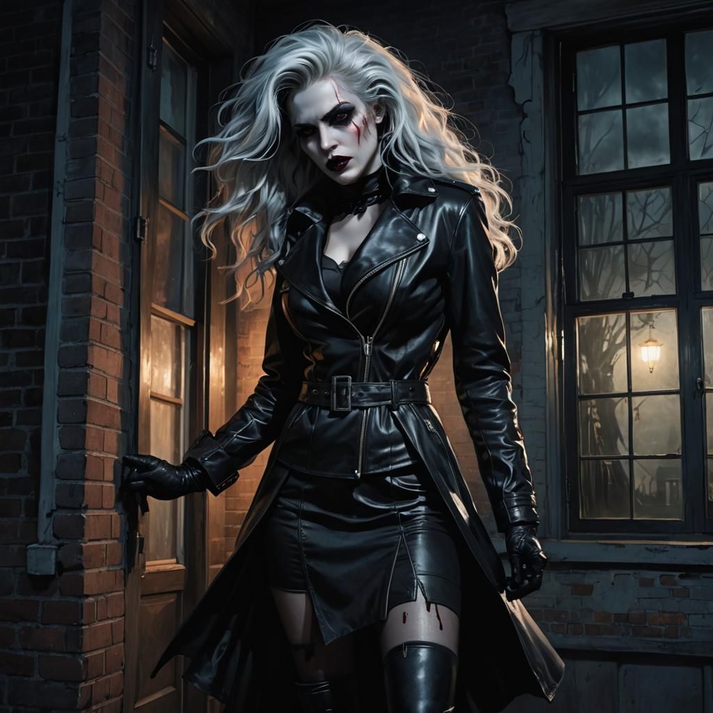 Gothic Vampire Woman in Moonlight: Hyper-Realistic Portrait