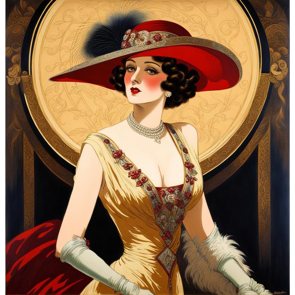 Elegant Woman in Art Deco Style Portrait