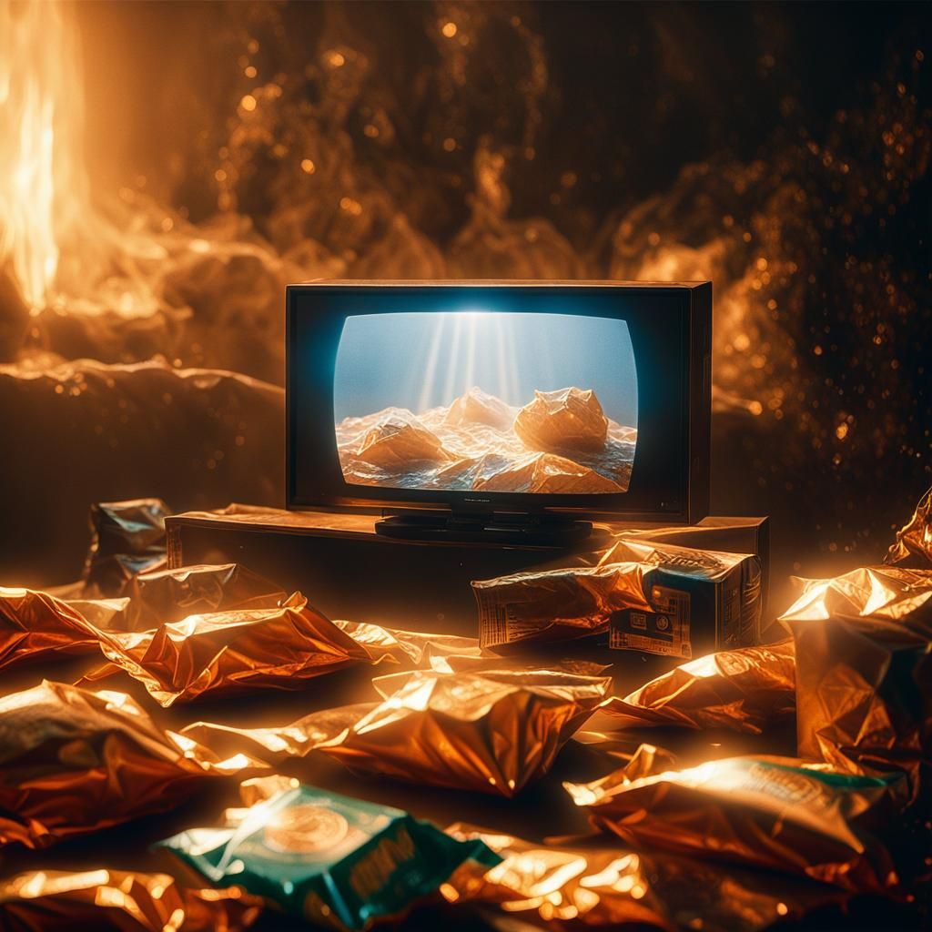 Luxurious Food Packaging Watches TV: Cinematic Still