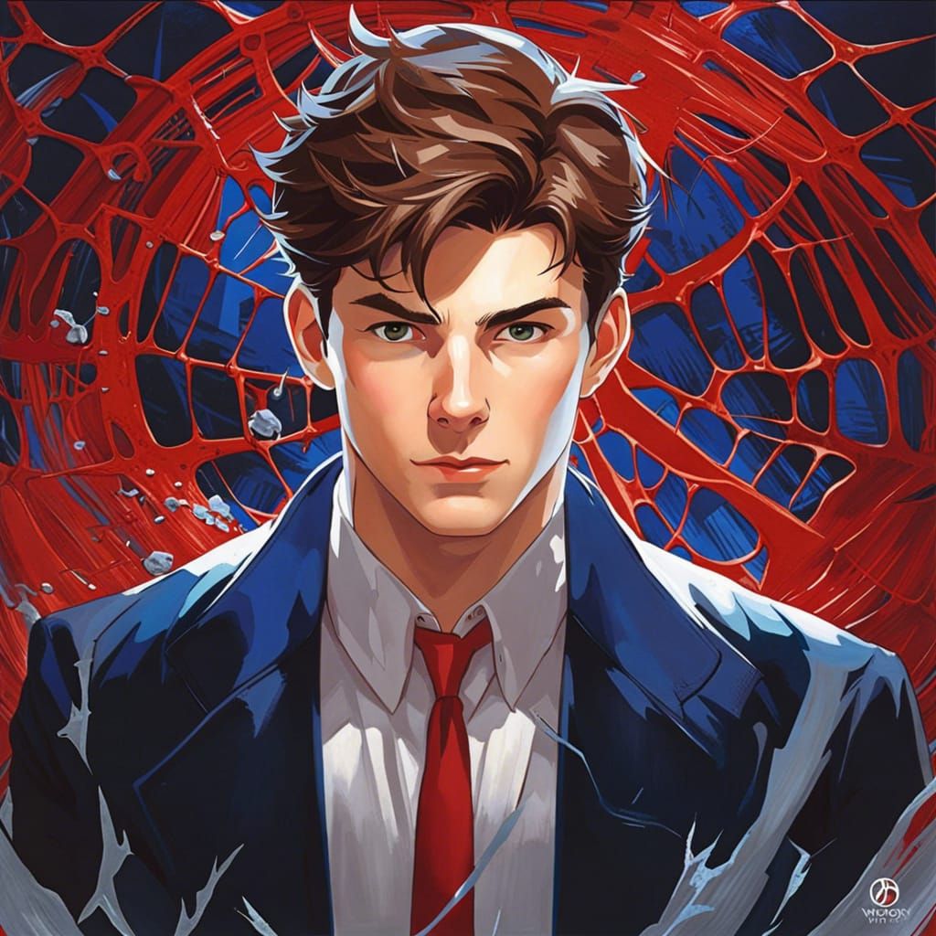Handsome Peter Parker Portrait in Ghibli Style