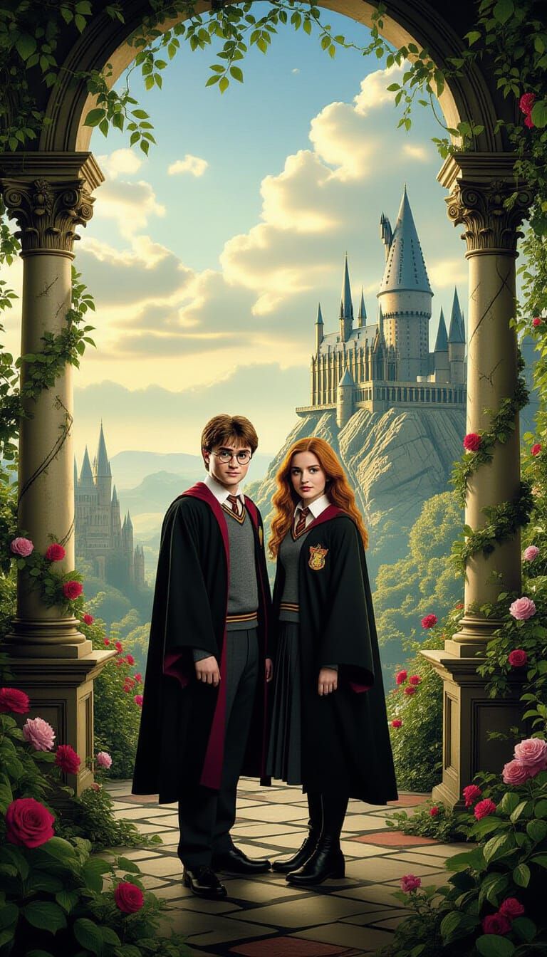 Harry Potter and Ginny Weasley in Surreal Setting
