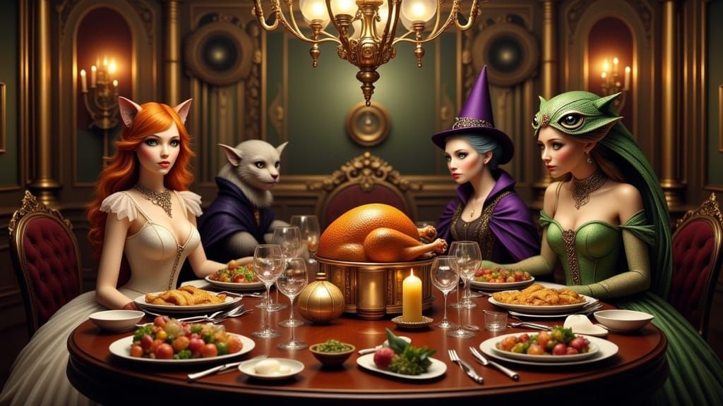 Feasting before going to a masquerade ball