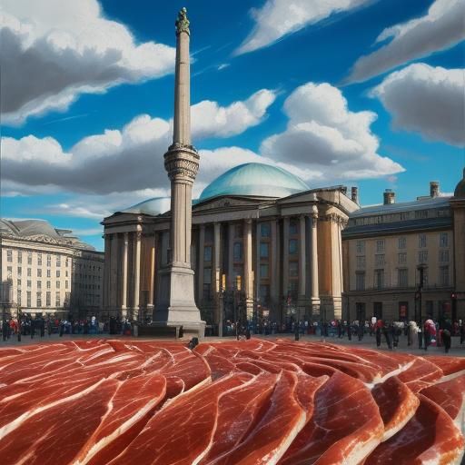 Surreal Giant Meat Roll in Trafalgar Square