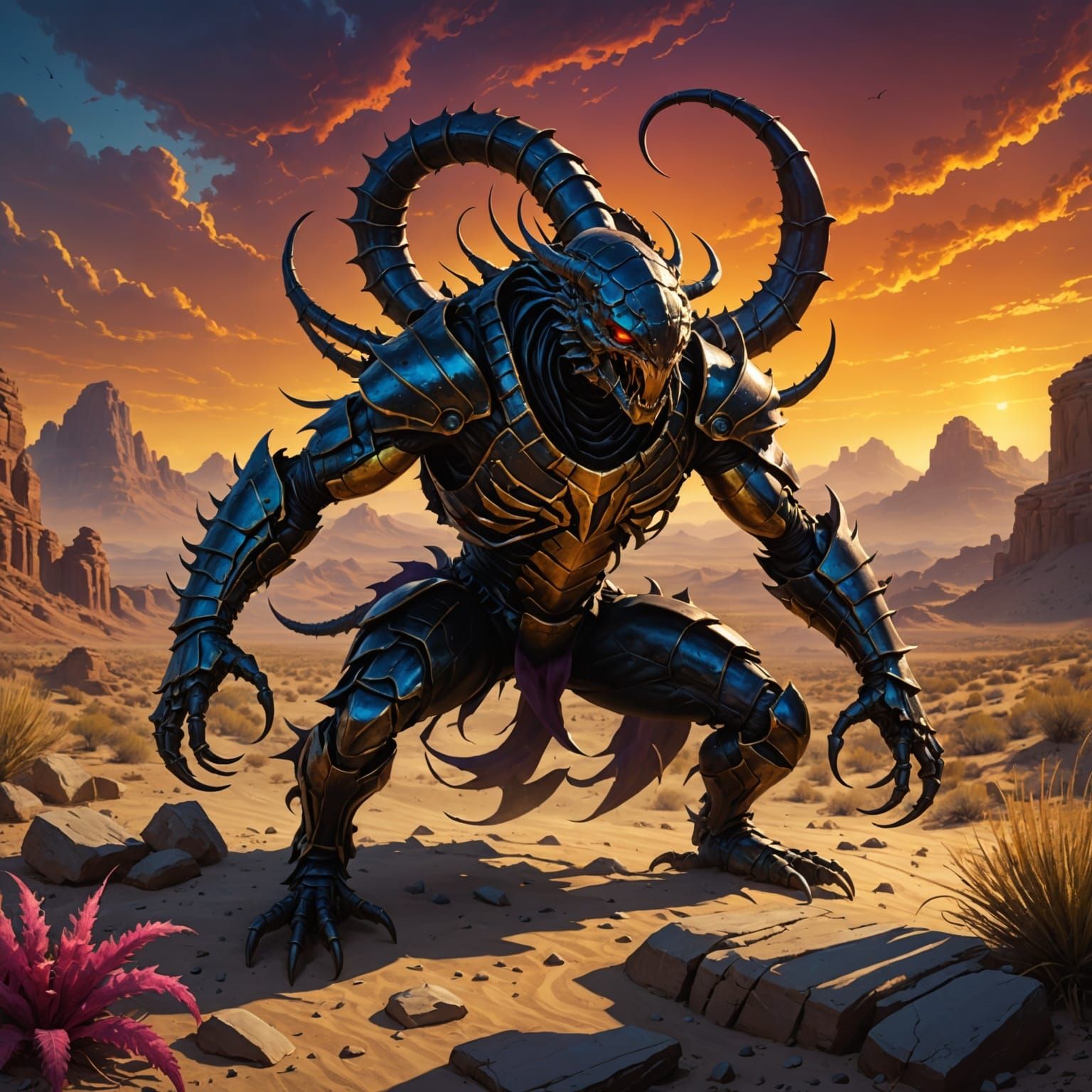 Scorpion in Contrasting Landscape, Dark Fantasy Art