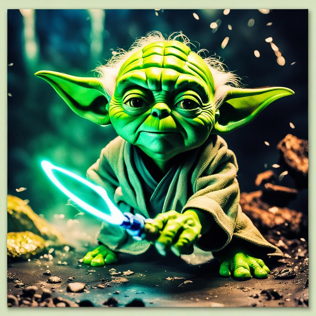 Yoda Versus Tinkerbell in Splash Vivid Color