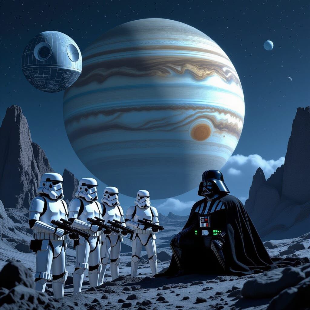 Storm Troopers and Jabba on Callisto with Jupiter