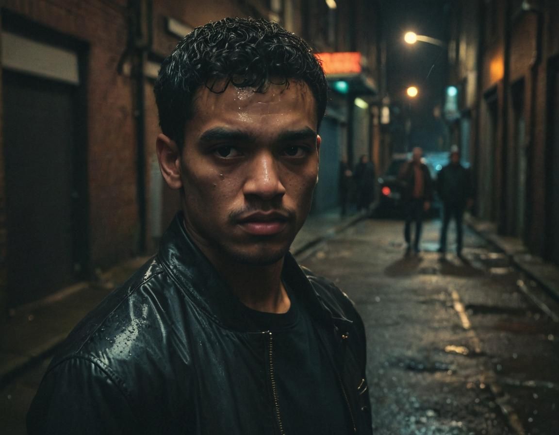 Dramatic Birmingham Alley Confrontation in Film Noir Style