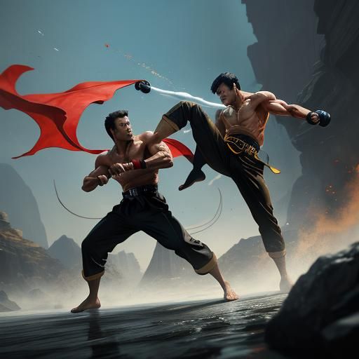 Epic Boxing Match: Robinson vs. Lee, Digital Art