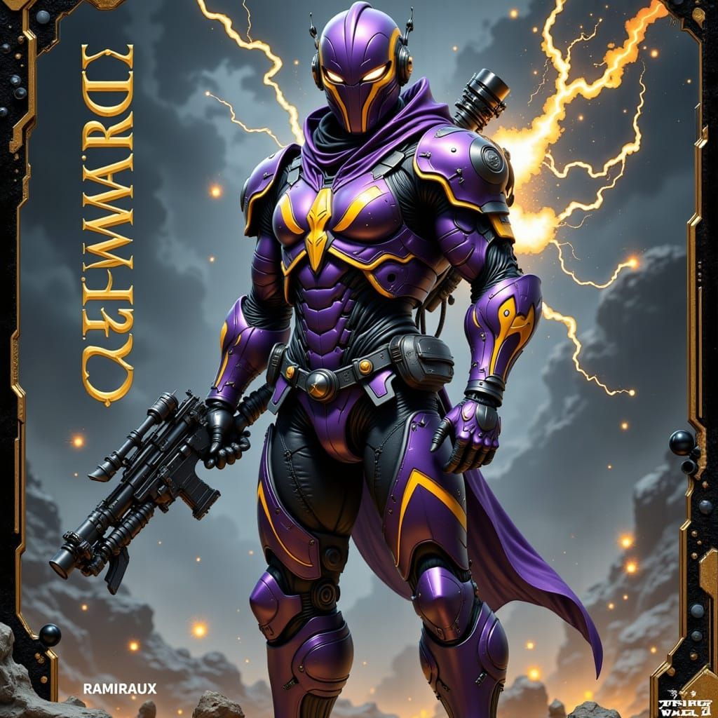 Cybernetic Bounty Hunter in Dark Steel Armor