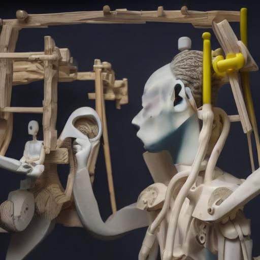 Chewing Gum and Wood Workmen Sculptures